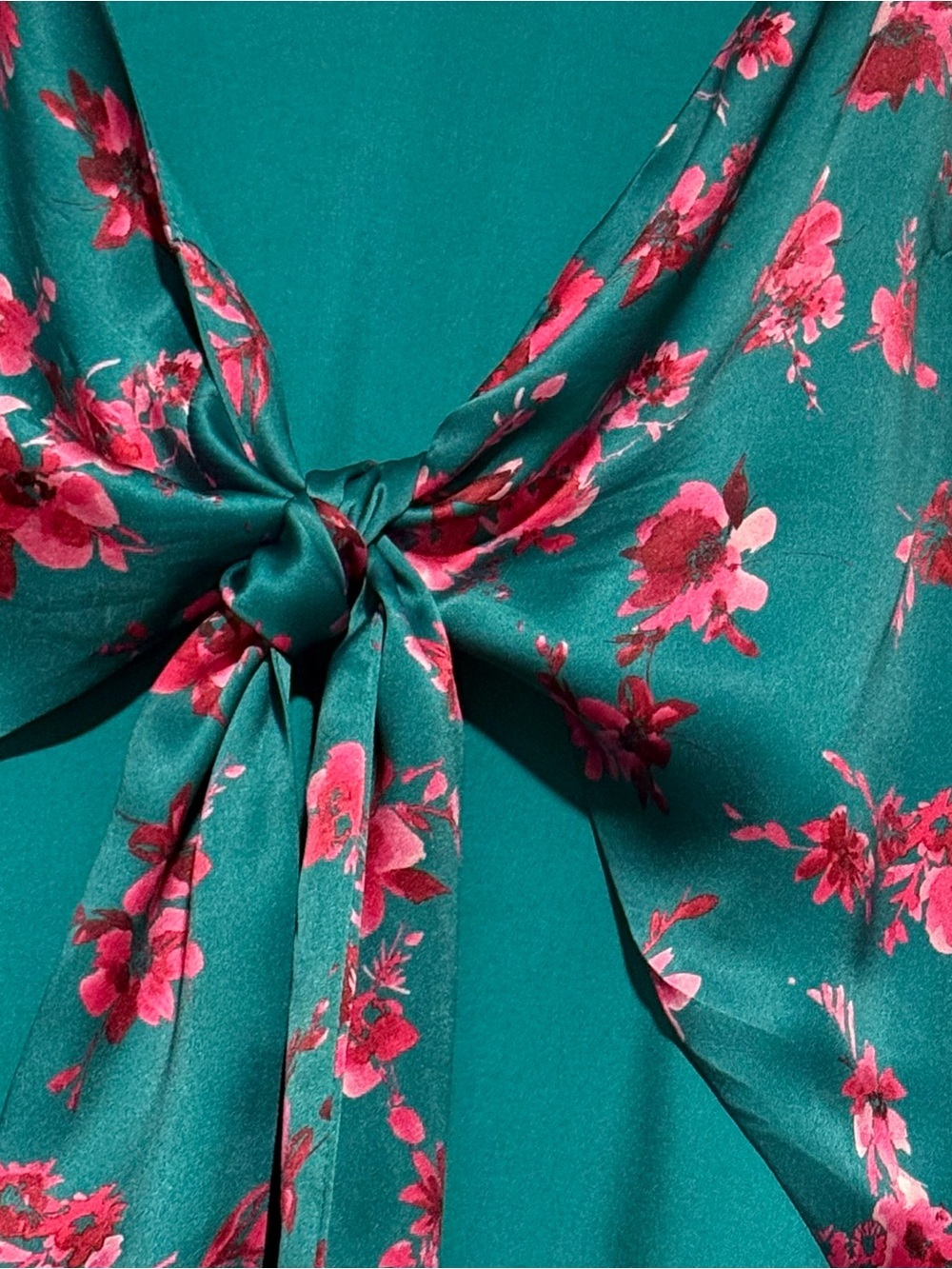 Cami Floral 100% silk  Tie-Front Cami Top in Teal size XS - Picture 5 of 6